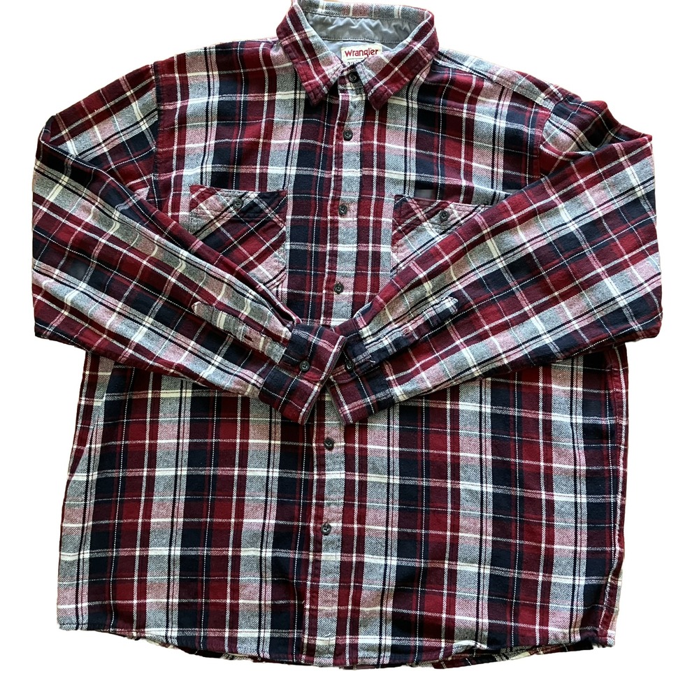 Wrangler Flannel‎ Jacket Size XLT XL TALL red Men's 100% Cotton